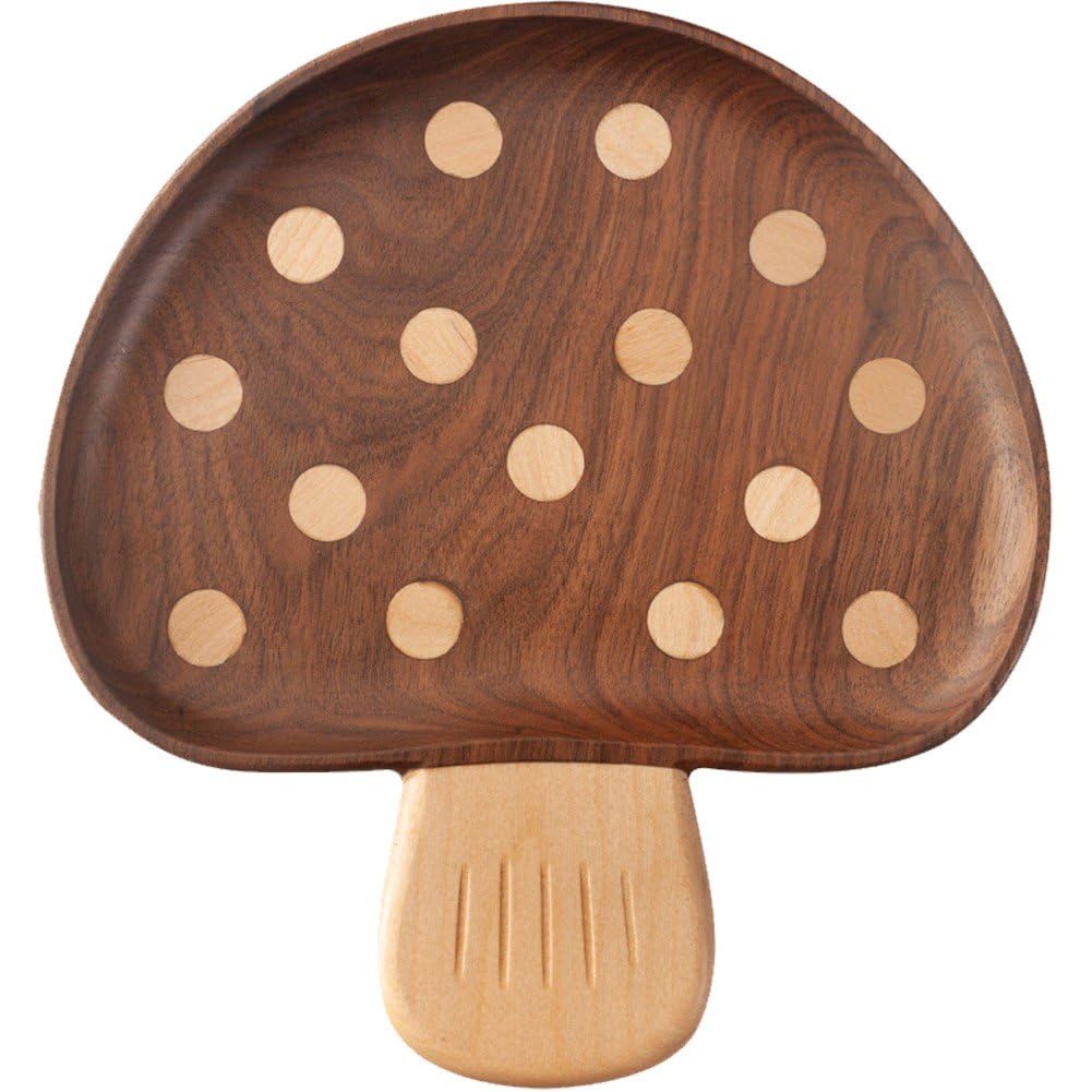 Plateau de service en bois Hrippy en forme de champignon pour dessert et fruits