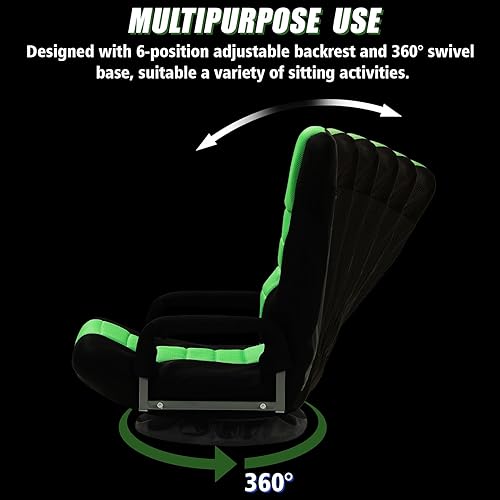Miniatura 5 de Silla giratoria para juegos multiusos para jugar videojuegos, TV, lectura con reposabrazos soporte lumbar y respaldo de 6 posiciones ajustables para