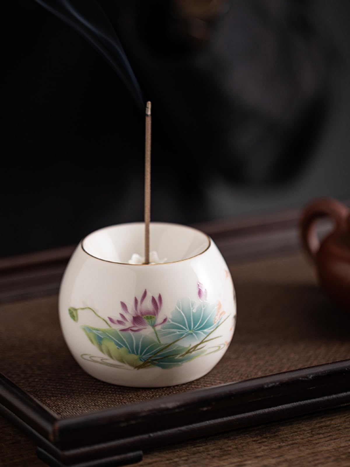 Portaincenso di Buddha Bruciatore di incenso in ceramica di loto Presa di incenso for interni Decorazione del forno for aromaterapia da tavolo Arredamento termale