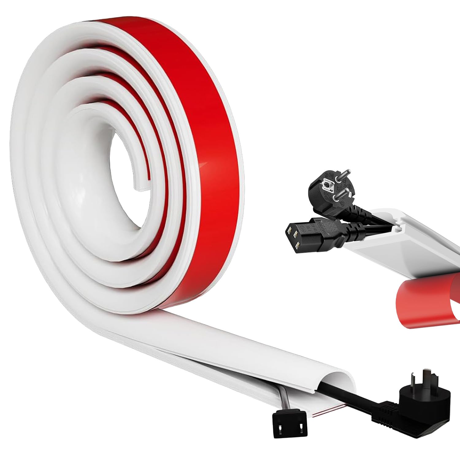 1.02m Silicone White Cable Trunking Self Adhesive,Wire Covers for 2 Cables