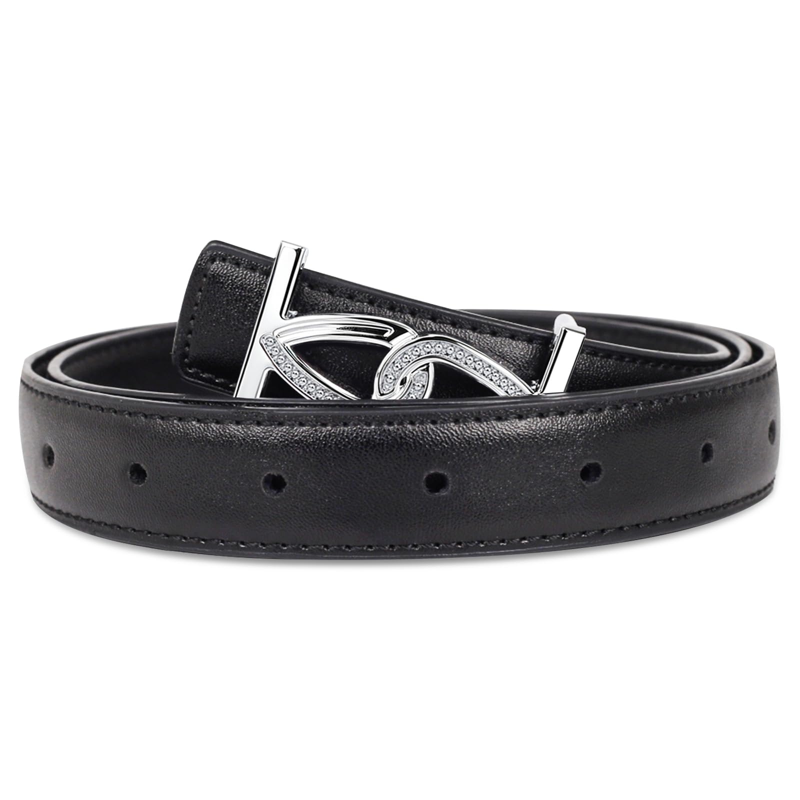 Women's Leather Belt with Buckle - Ideal for Dresses, Jeans, and Coats
