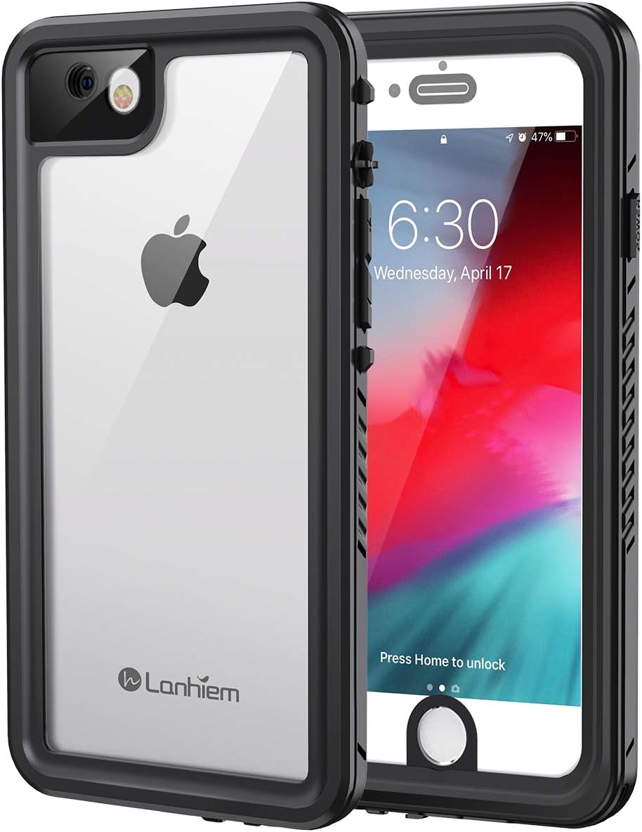 Lanhiem for iPhone SE 2022 2020 Case, iPhone 7 8 case, IP68 Waterproof Dustproof Case with Screen Protector, Heavy Duty Full Body Protective Phone Cover for iPhone SE 2nd 3rd, Black