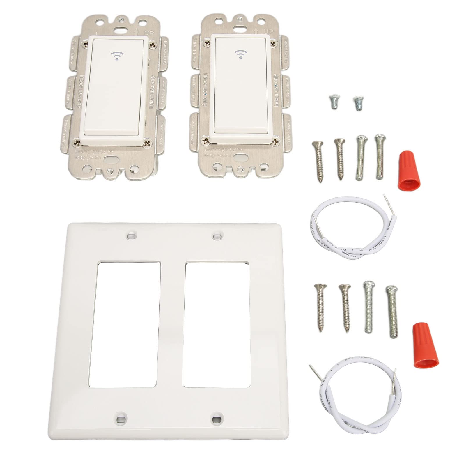 Interruptor de Luz Inteligente Remoto WiFi de 2 Bandas para Control de Voz en la Pared Kit Inalámbrico para Hogar Inteligente, ABS Blanco 2 Piezas