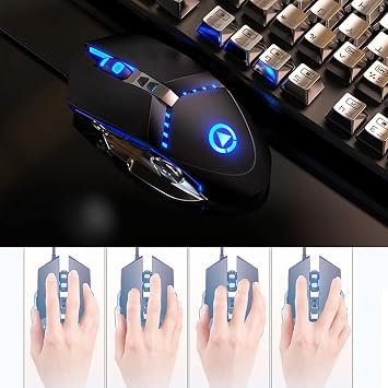 Gaming Mouse Wired USB External Mice RGB Multi Colour Silent RGB Mechanical Game Mouse with Light 3200 dpi 7 Buttons for Computer Desktop Laptop PC MAC