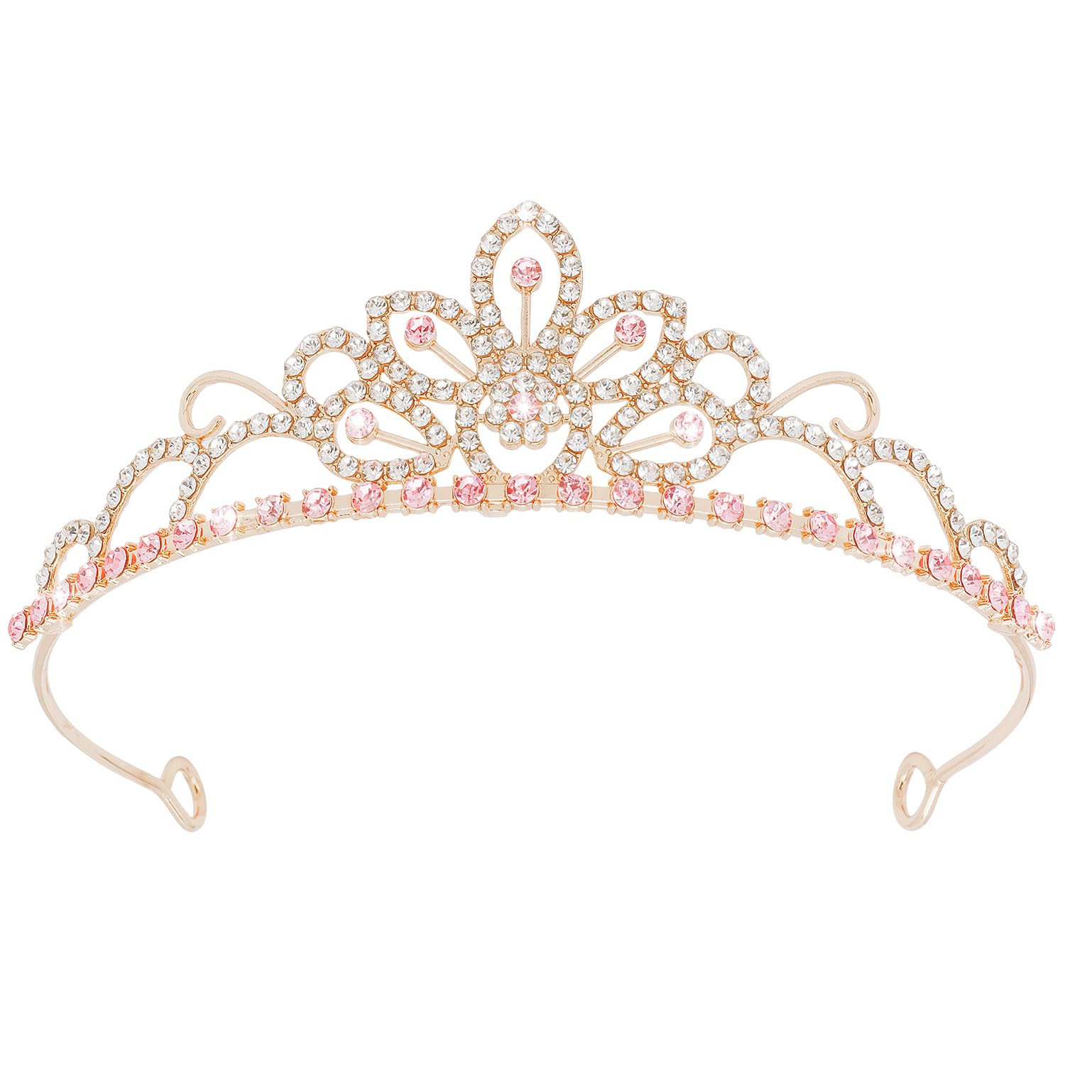 Pink Gold Crown Tiaras for Girl Princess Crown Headband Birthday Hair Accessories Princess Decoration for Wedding Party Prom Halloween Christmas