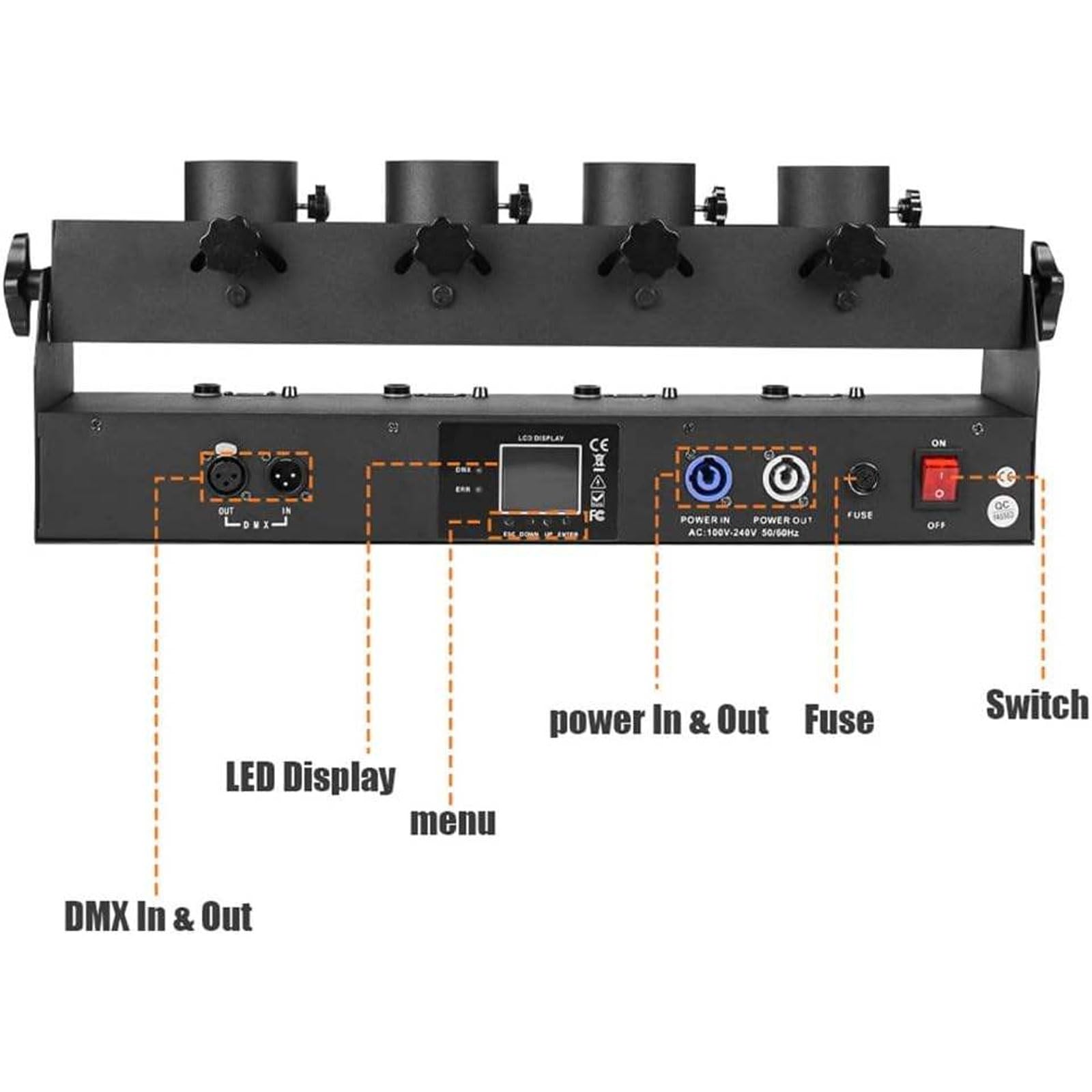 Macchina spara coriandoli, soffiatore elettrico a 4 colpi con DMX512 e telecomando, portata 6-12 m, perfetto per club, bar, spettacoli teatrali