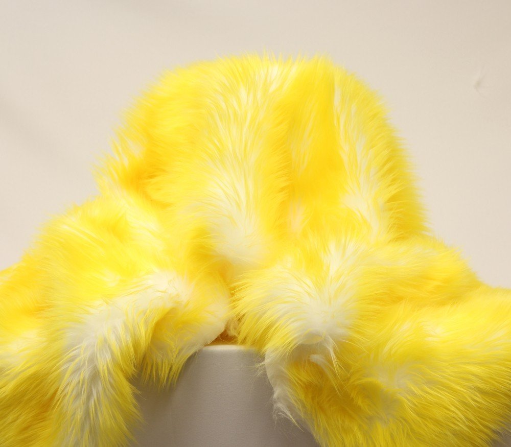 Image of Long feathered shag child's blanket yellow