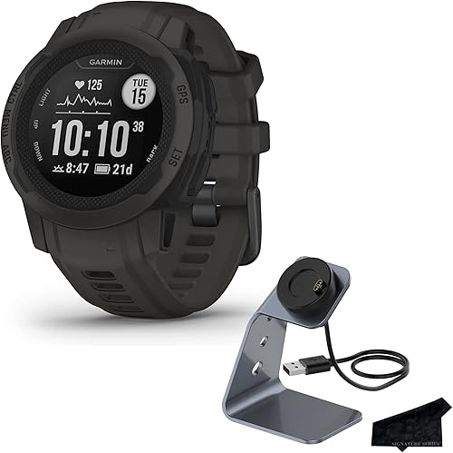 Garmin Instinct 2S Standard Edition, reloj inteligente resistente con GPS de tamaño más pequeño, grafito, monitor de frecuencia cardíaca,