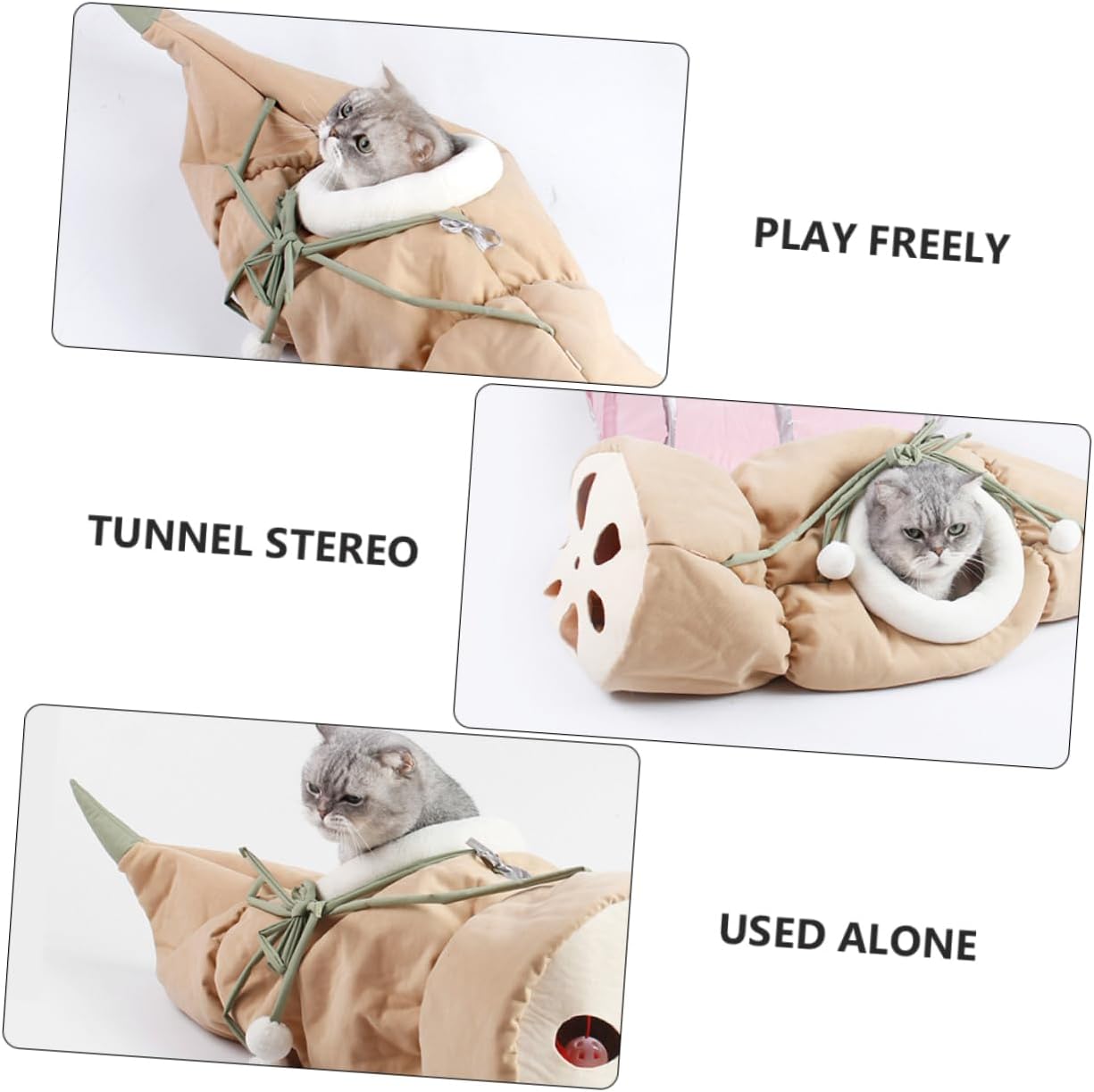 1pc Folding Cat Tunnel and Hanging Bed for Indoor Play Lotus Root Design Random Cat Nest Toy for Fun and Comfort