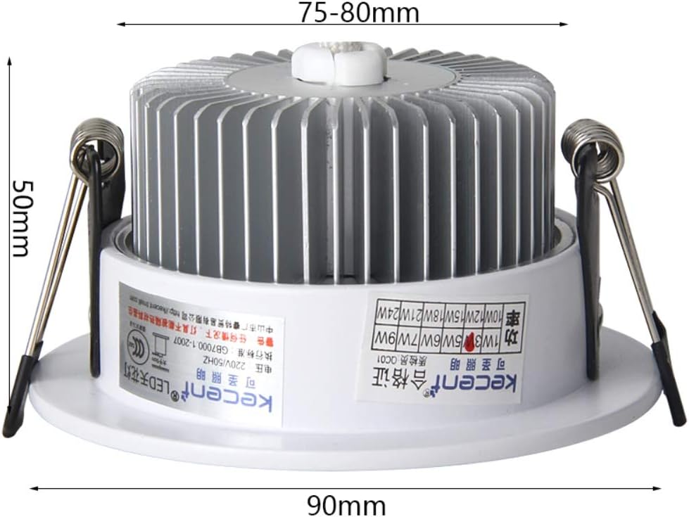 Recessed 3W White Round LED Recessed Spotlight Tricolor Light AC85-265V Wide Voltage LED Recessed Downlight Hotel Restaurant Clothing Store Commercial Lighting Recessed Ceiling Panel Light Integ