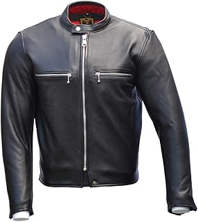 Goldtop Cafe Racer Leder-Motorradjacke – Schwarz | CE gepanzerte Knox Microlock | Premium Qualität Classic Style Cafe Race...