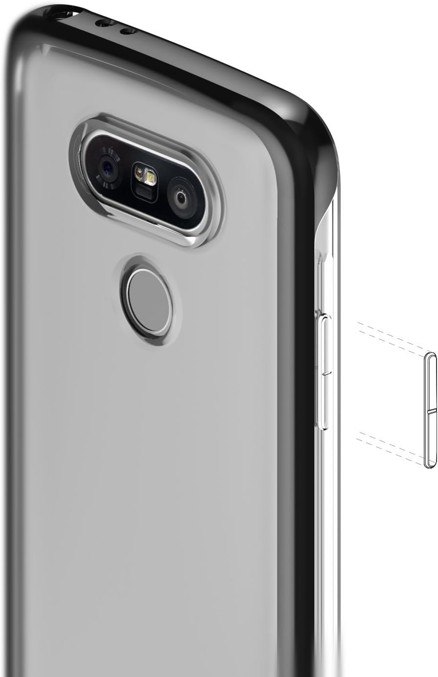 Caseology Skyfall for LG G5 Case (2016) - Clear Back & Slim Fit - Black