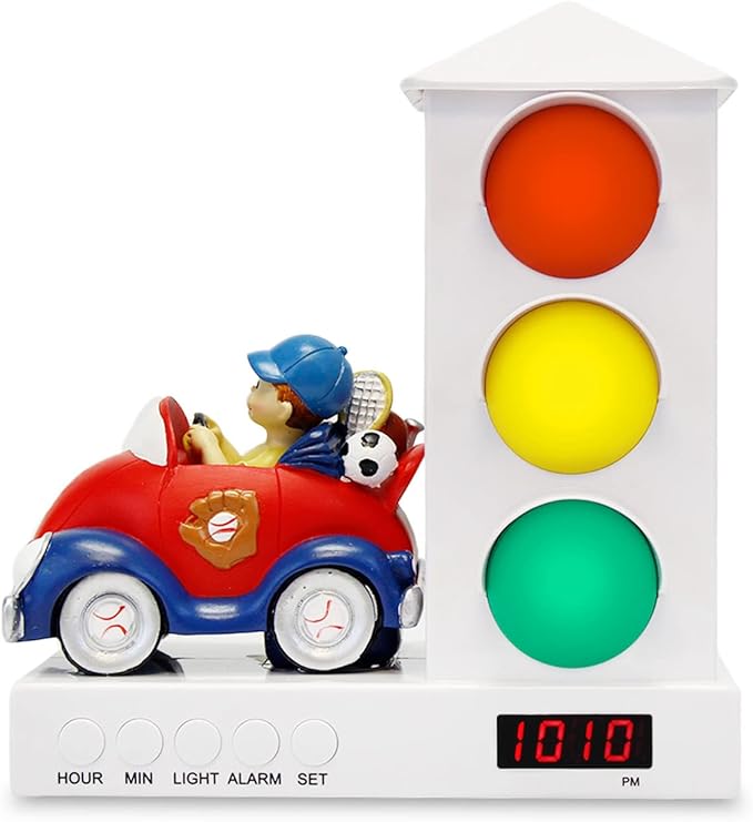 It's About Time Stoplight Sleep Enhancing Alarm Clock for Kids (Boy Car Clock