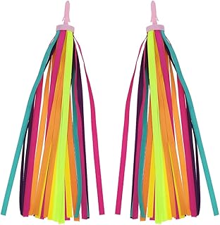 Ruban pour Vélo Guidon d’Enfant,2 Pack Colorés Ruban de Gland de Bicyclette Vélo Guidon Banderoles pour Scooter Vélo de Bébé de Garçon Fille 27CM Rouge Jaune Rose Bleu