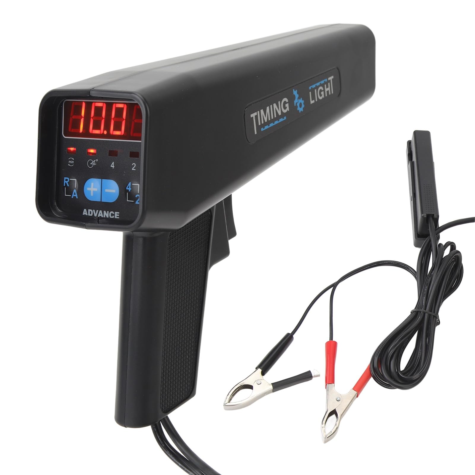 Tbest Luce di Temporizzazione Accensione Digitale Lampada Stroboscopica per Motore Accensione Induttiva Display Digitale 12V 0-60 Gradi 0-9000 Giri/min con Clip Sensore Scorrevole per