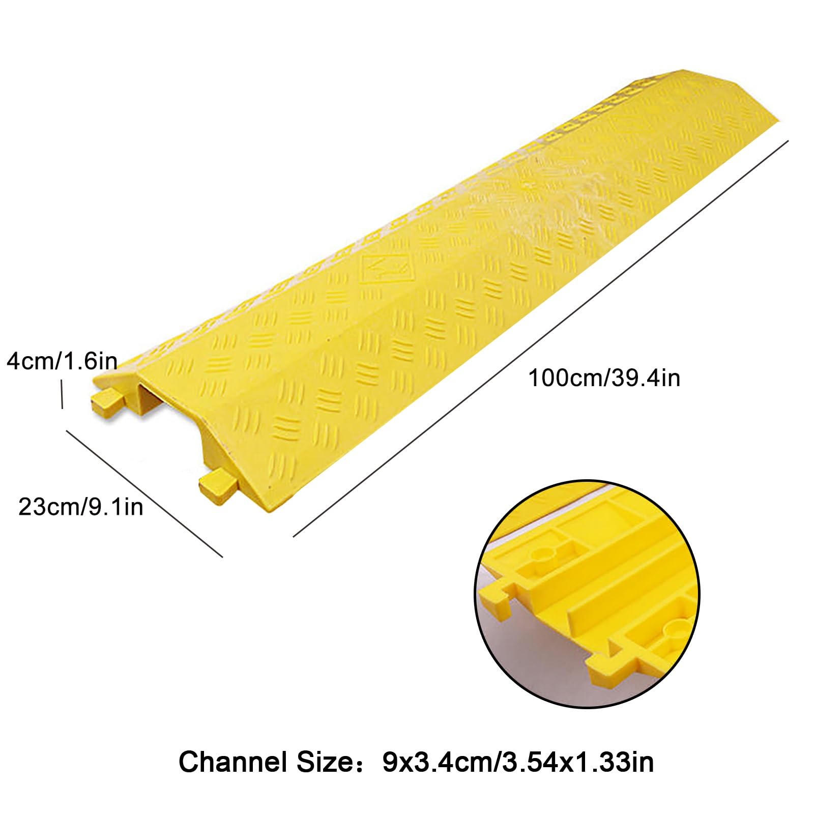 Rampas Protectoras de Cables para Proteger Las Cables Protector de Cables Protector 1 Canal Pasacables de Suelo, para Uso en Interiores y Exteriores(100x23x4cm)