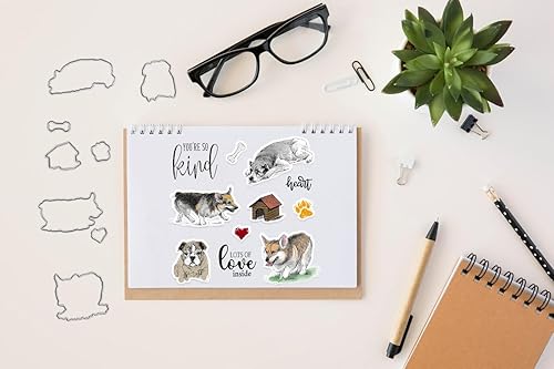 Miniatura 3 de Sellos y troqueles para perros para hacer tarjetas, palabras de felicitación, sellos transparentes y troquelados, troqueles de animales, troqueles