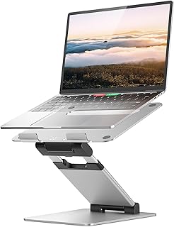 Nulaxy Laptop Stand, Ergonomic Sit to Stand Laptop Holder Convertor, Adjustable Height from 1.2" to 20", Supports up to 22lbs, Compatible with MacBook, All Laptops Tablets 10-17" (Silver)