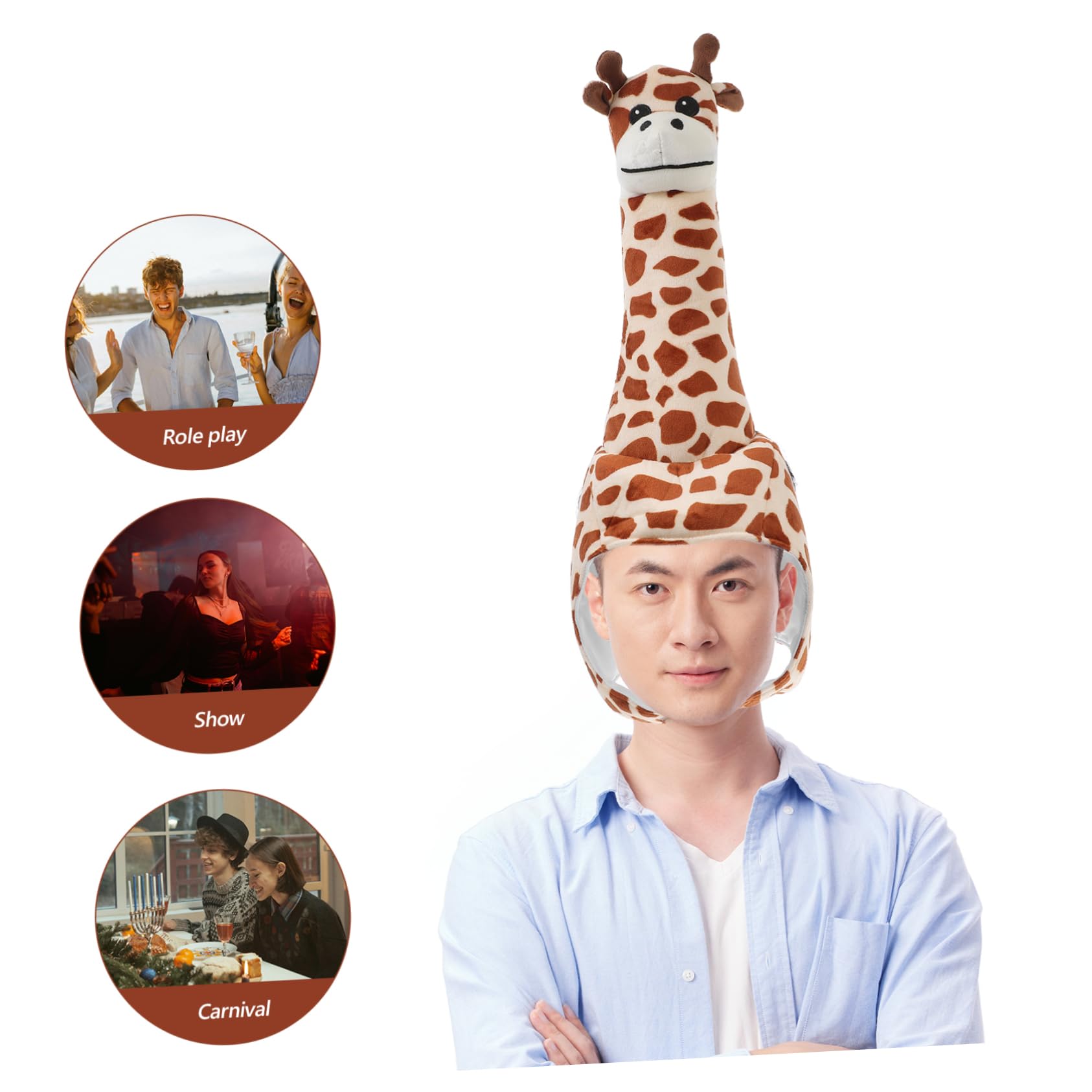 Hemobllo Sombrero De Giraffe De Peluche Divertido Para Fiestas Accesorio De Carnaval y Fotografía Diseño Lúdico Para Adultos