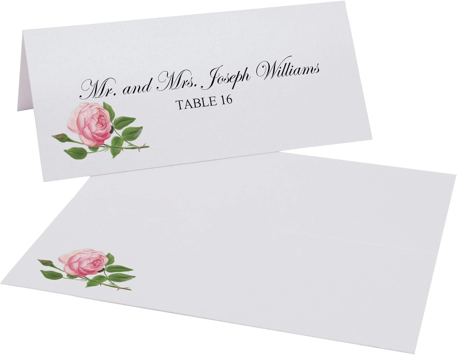 Pink Tea Rose Place Cards, Set of 150, Pre-cut and Scored - Wedding, Party, Dinner, and Special Events - Made in the USA