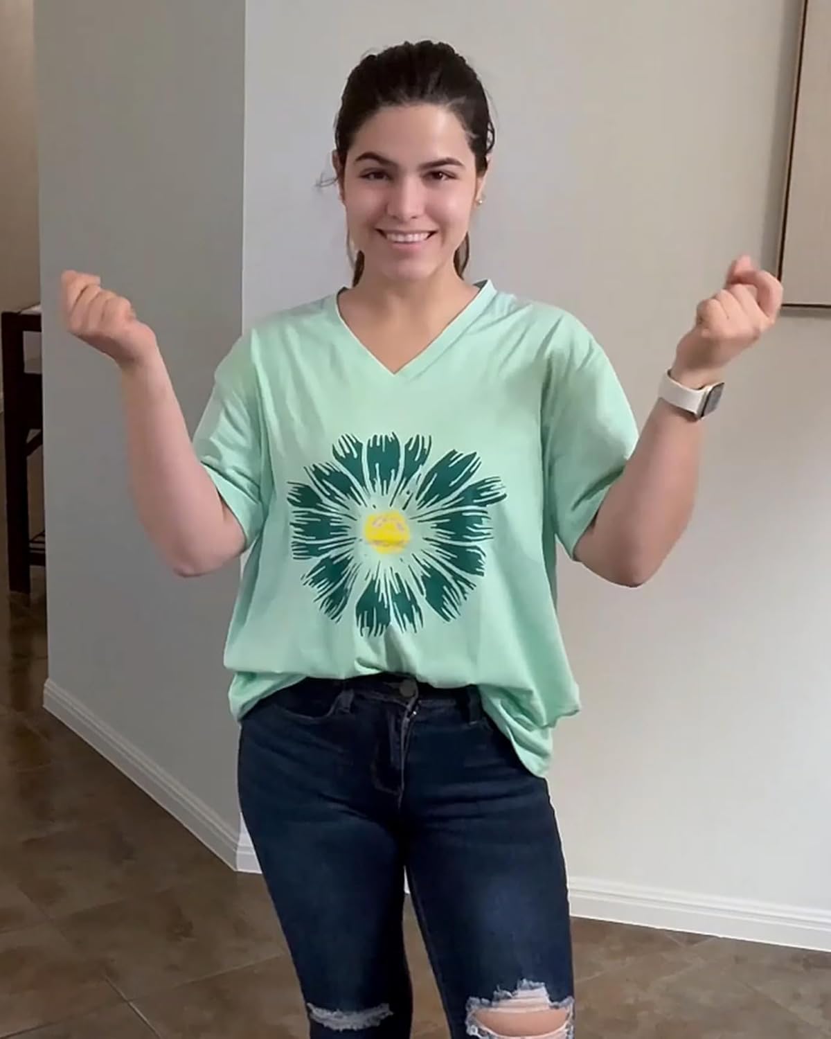 Oversized Tshirts for Women V Neck Short Sleeve Summer Casual Basic Loose Tops - Image 2