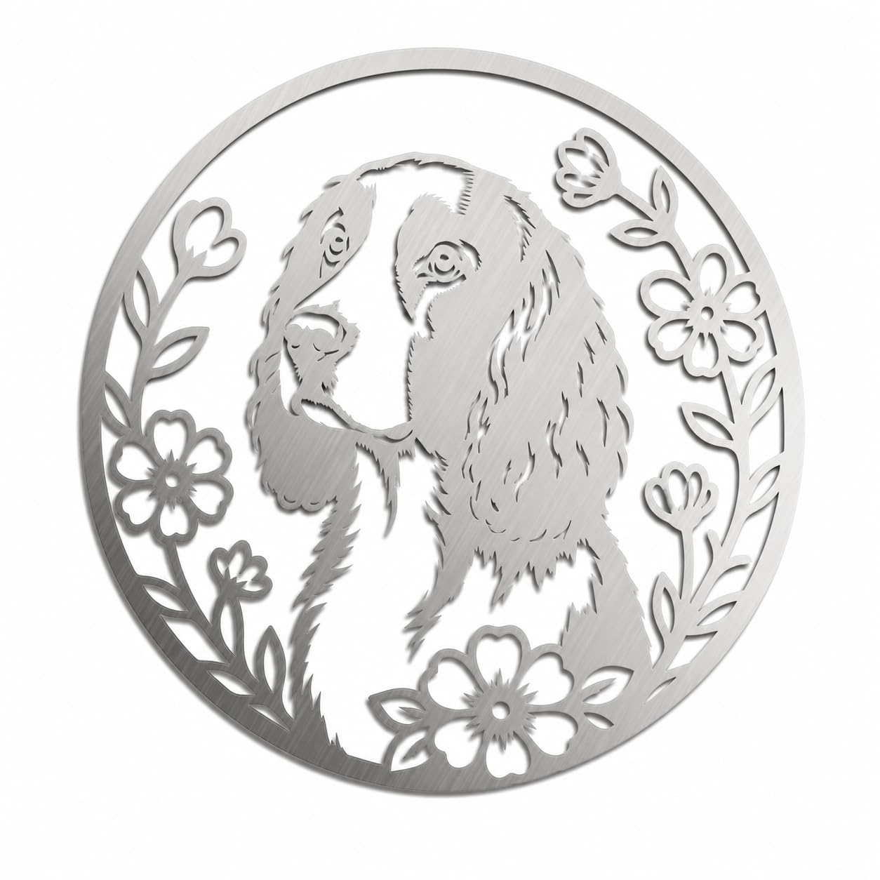 Image Industry Cocker Spaniel Circular Steel Garden Sculpture – 340mm Floral Dog Wall Art – Outdoor Metal Garden Ornament for Fence, Wall, Shed or Gate – Made in the UK