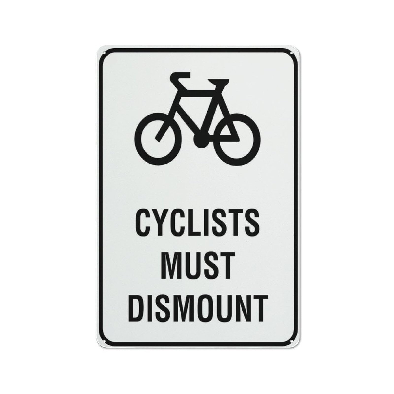 peiyeety Cyclists Must Dismount Sign For Business - 8"x12" Rust Free Aluminum UV Printed, 4 Pre-Drilled Holes, Durable Weatherproof