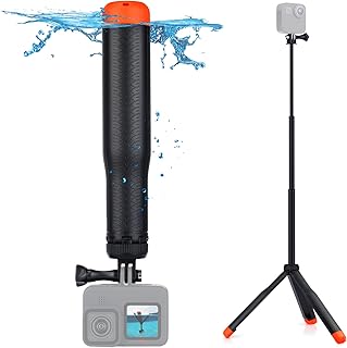 Waterproof Selfie Stick Floating Hand Grip Tripod for GoPro Hero 12 11 10 9 8 7 6 5 4 3 2, Fusion, Max, Most Action Cameras - Used as a Floating Tripod, Hand Grip, Selfie Stick, Tripod Stand