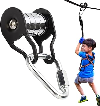 Cable Pulley For Slider SLA Ckline - 5 Rollers Slider Ziplinee Kit, Sliders Slacklines Pulley, Steel Slacklin RopePulley, Strong Load Bearing Pulleey, High-altitude Ziplinee Puley For Home Park Lawn