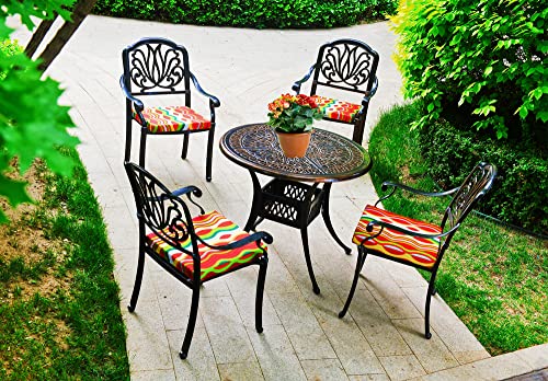 Lfnoone Patio Chair Cushion 17X17 Inch Waterproof Outdoor Seat Cushions Color Fastness High-Density Sponge For Patio Furniture Garden Sofa Couch Chair Pads Color Ripple Pattern Set Of 4 #TOP2