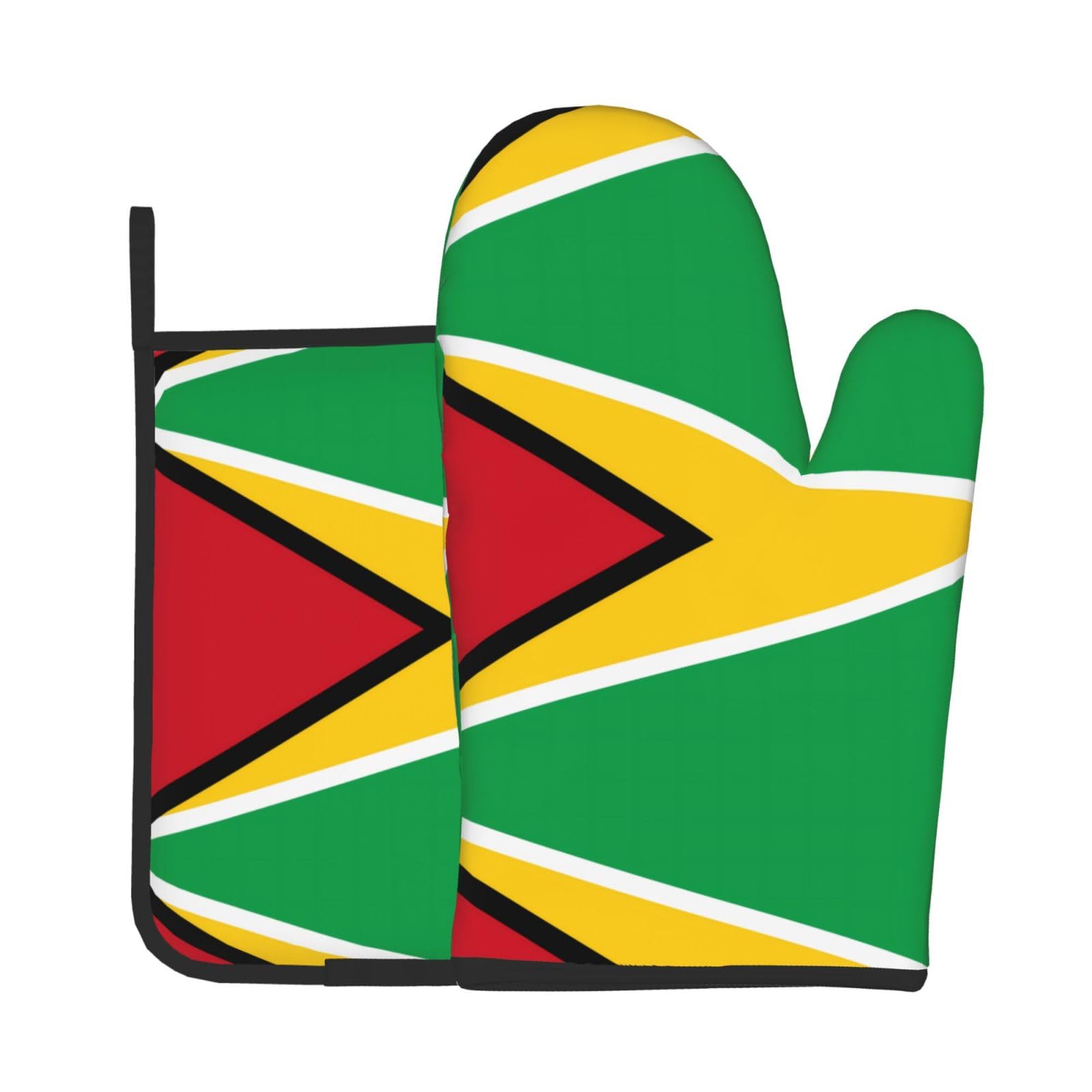 Oven Mitts and Potholders Set of 2 for Kitchen Baking Cooking GrayFlag of Guyana Thick and Durable