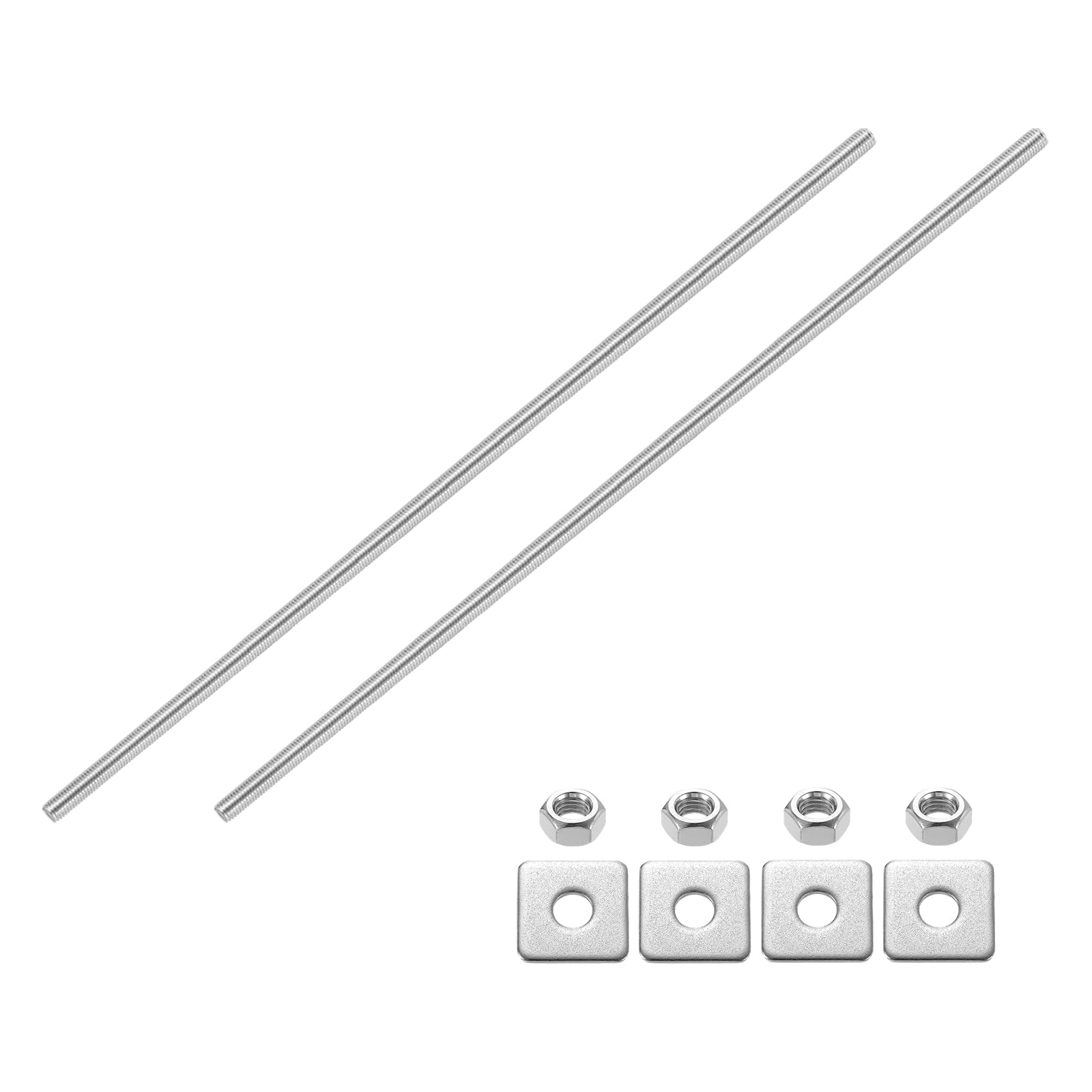 sourcing map 2Pcs Fully Threaded Rod, M10-1.5 Thread Pitch 450mm Length Stainless Steel Right Hand Fully Threaded Studs with Nuts and Washers for Clamps, Hangers and U-Bolts โ image 1