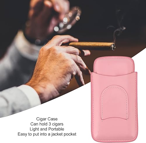 Miniatura 3 de Fydun Humidor de cuero de alta gama, elegante, portátil, para 3 puros, color dorado, amplia gama de usos (rosa)