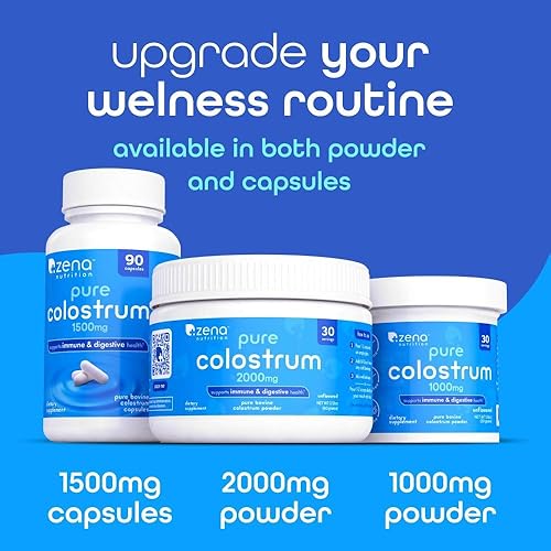 Miniatura 8 de Zena Nutrition Suplemento en Polvo de Calostro Bovino y Colágeno para la Salud Intestinal, Apoyo Inmunológico, Digestión, Cabello, Piel y Uñas, Sin