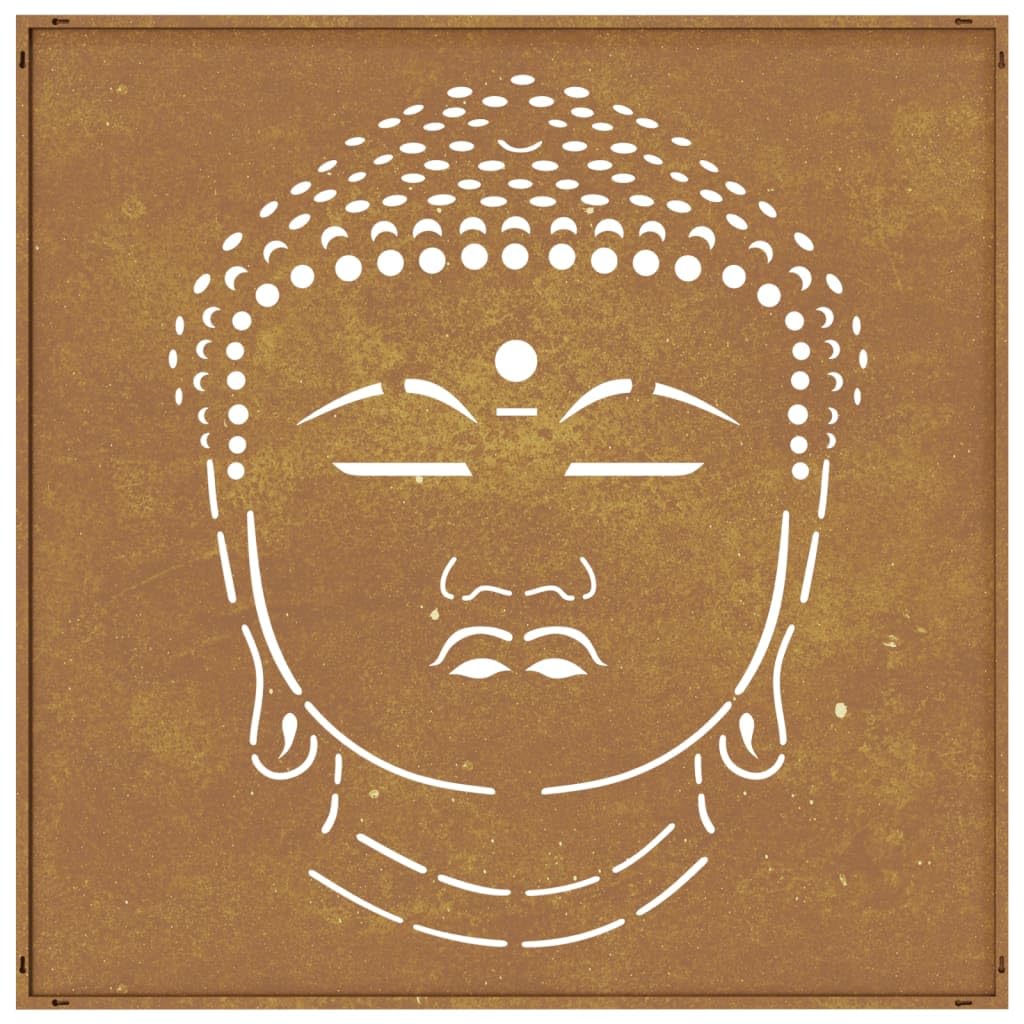 Arredamento Casa Giardino Decorazione Parete 55x55 cm Acciaio Corten Testa di Buddha Design--Complementi