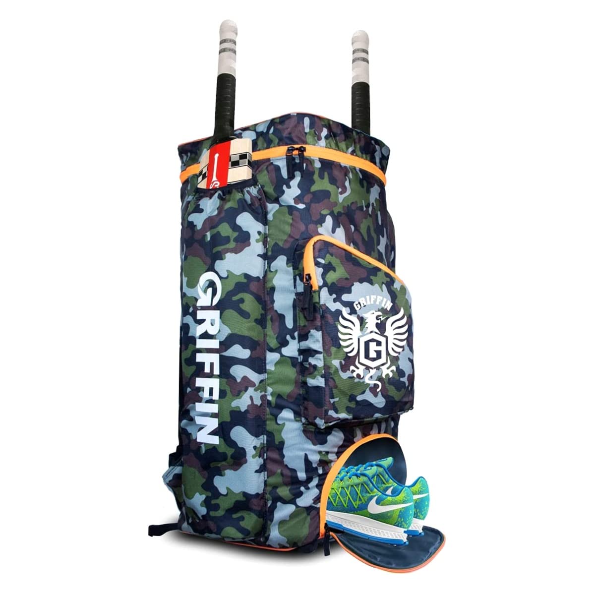 GRIFFIN Army Printed Cricket Kit Bag for Cricketers Player Edition Bag Backpack with Bat Pockets Cricket Bag kit Camouflage Shoulder Straps Sports Cricket Kit Bag Holdall 2 Bat Caves (B07L6JHHB4) Amazon Price History, Amazon Price Tracker