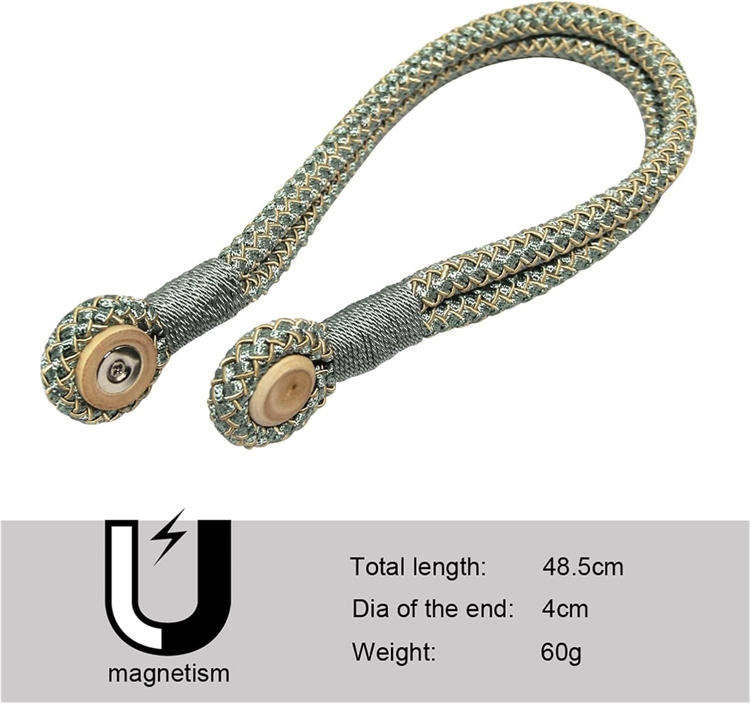 Tie Backs for Curtains,Curtain Tie Backs 4 Pcs Magnetic Curtain Holdback Curtain Holder Clip Rope Strap Buckle Tiebacks Tieback Holder Curtain Tieback Accessories (Color : Brown, Size : 48cm)