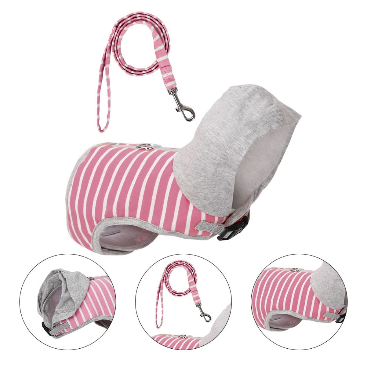POPETPOP 3pezzi Pettorina Per Gatti Con Guinzaglio Estensibile Vest Stile Stripes Per Passeggiate Sicure e Confortevoli