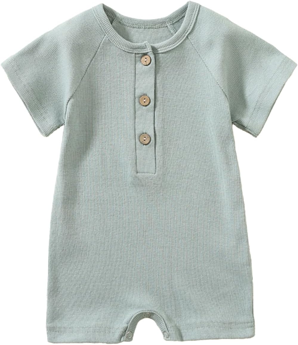 Baby Romper – Cotton Newborn Outfit, Short Sleeve Unisex Clothes
