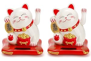 Youeon 2 Pack Lucky Japanese Cat Waving Arm