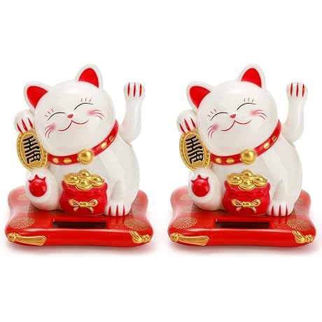 Youeon 2 Pack Lucky Japanese Cat Waving Arm