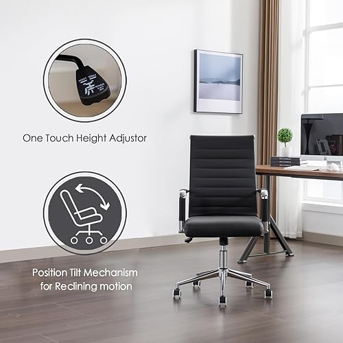 Miniatura 4 de Silla de escritorio de oficina moderna, sillas ejecutivas de cuero para sala de conferencias, silla de computadora giratoria giratoria con respaldo