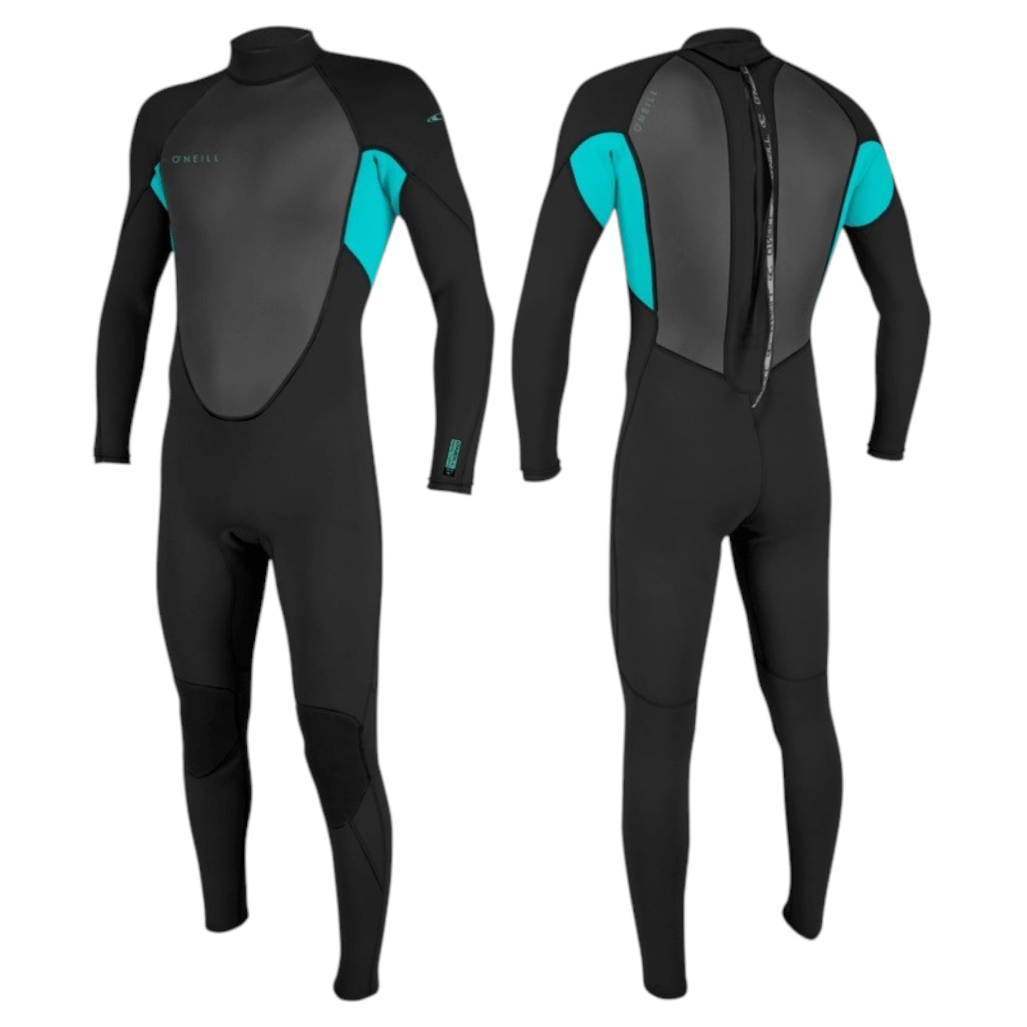 O'NEILL 2026 Junior Reactor-2 3/2mm Back Zip Wetsuit - Black/Lt Aqua
