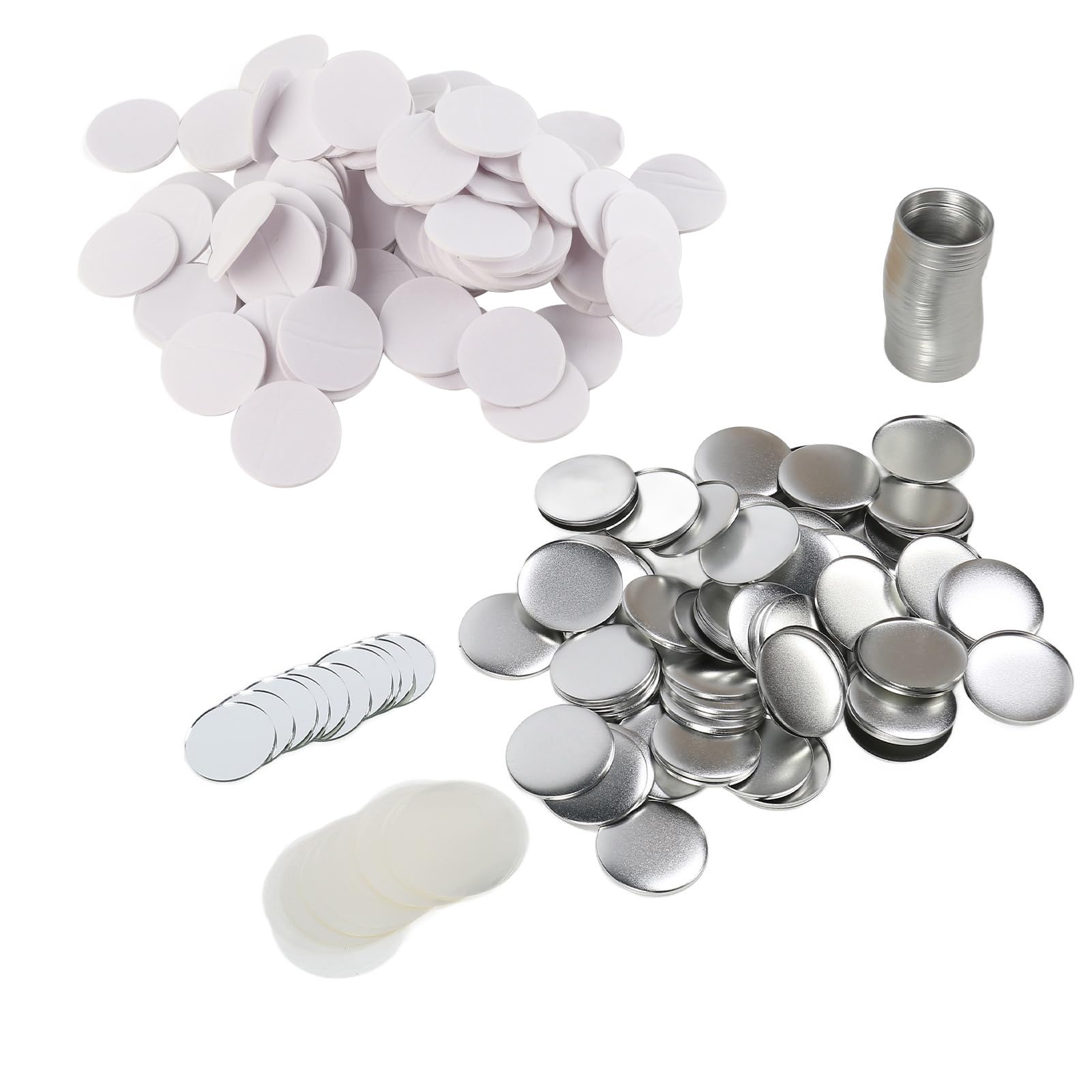 Alomejor Mirror Round Buttons, 100 Sets, Rustproof Tinplate | Trwały materiał, rękodzieło DIY, podłoże lustrzane, projekt wielokrotnego użytku, artykuły upominkowe