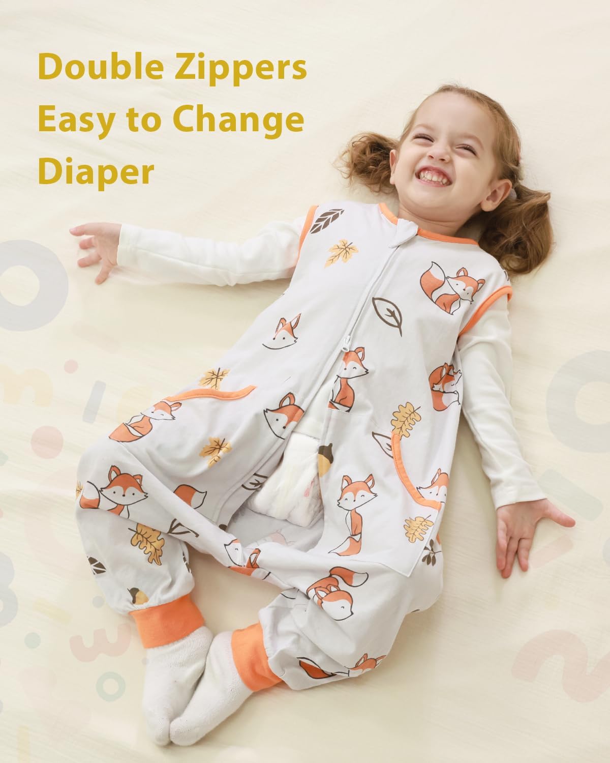 HOMEAL 0.5Tog Toddler Sleep Sacks 12M-2T,Toddler Sleeping Sack with Legs, Sleep Sacks, Wearable Blanket, Fox - Image 5