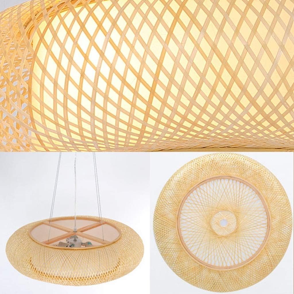 COCOL Retro Bambus Gewebte Lampe Land Hängelampe Handgewebte Deckenlampe Höhenverstellbare E27 Pendellampe Korridor Schlafzimmer Wohnzimmer Beleuchtung Pendelleuchte Esszimmer Dekorative Lampe,60cm
