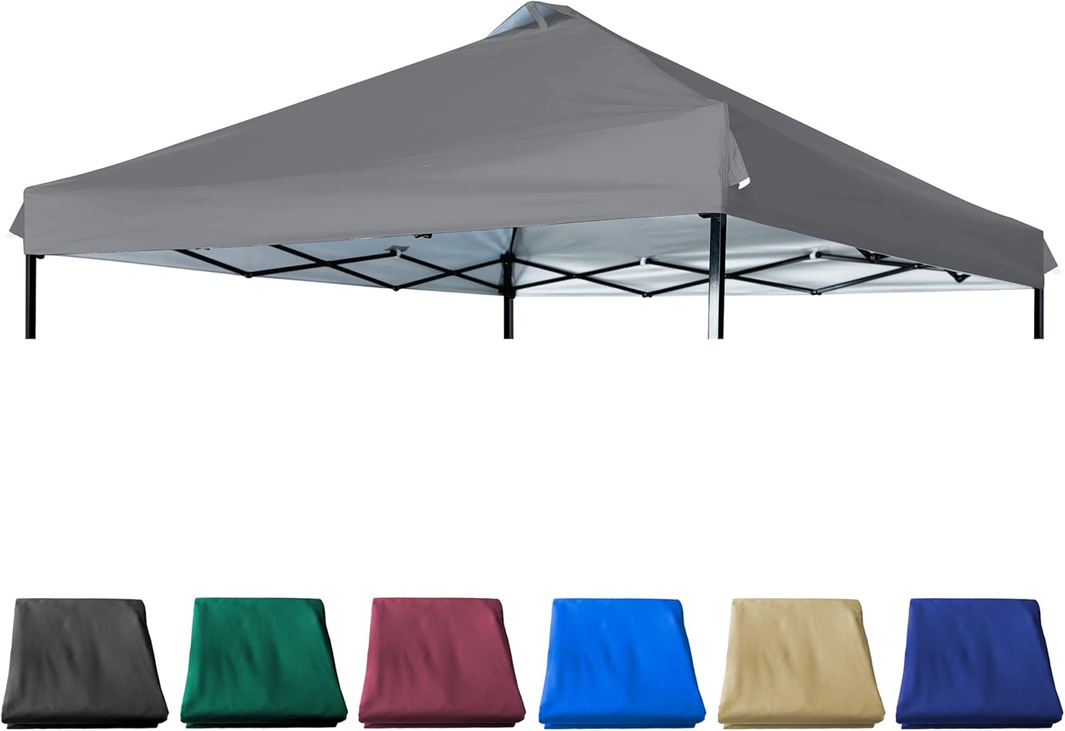 10x10 Canopy Replacement Top with Air Vent Silver Coated for Straight Leg Canopy Frame, (Black)