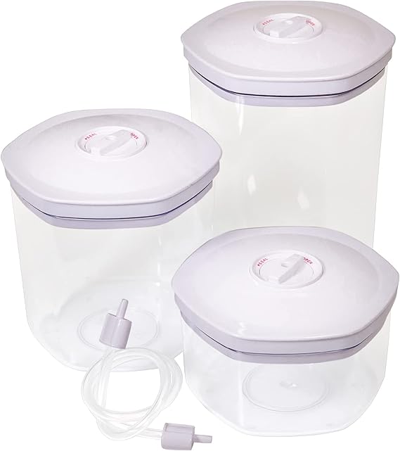 Avid Armor Vacuum Food Storage Canisters 3Piece Set Clear Bottoms with