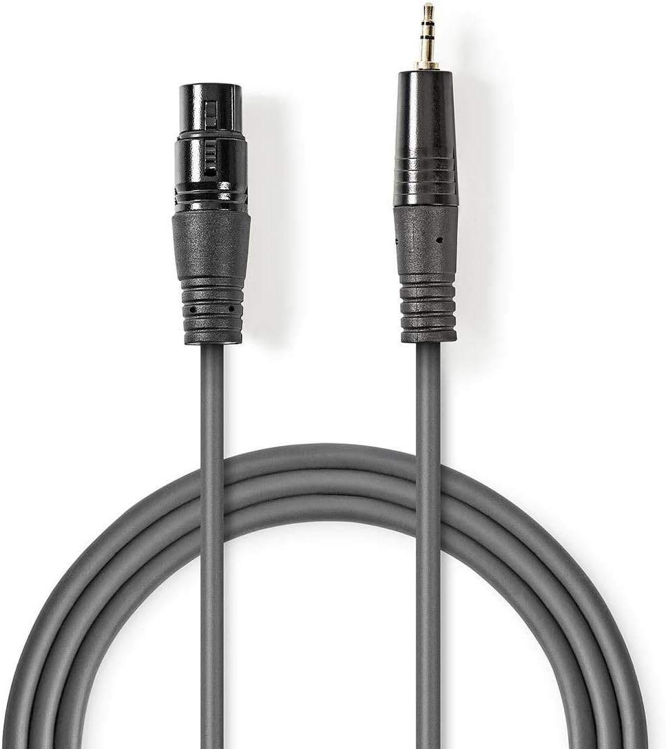 Nedis Balanced XLR Audio Cable, XLR 3-Pin Female - 3.5 mm Male, Dark Grey, 1.0 m