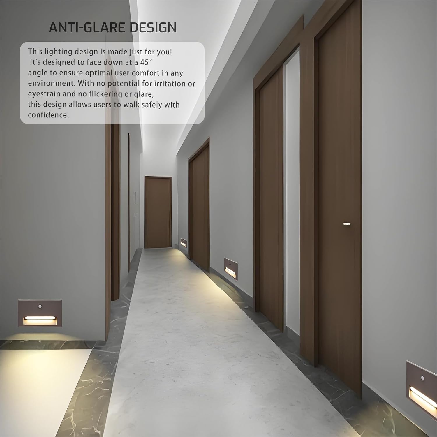 Motion Sensor Step Lights, Recessed Hardwired LED Stair Lights Indoor with Aluminum Body, 3W 330LM 3000K Warm White, for Staircase, Hallway, Pathway (Muted Gray, Painted)
